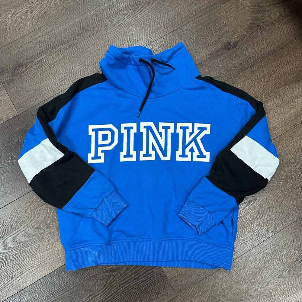 PINK Victoria's Secret Blue Colorblock Pullover Hoodie